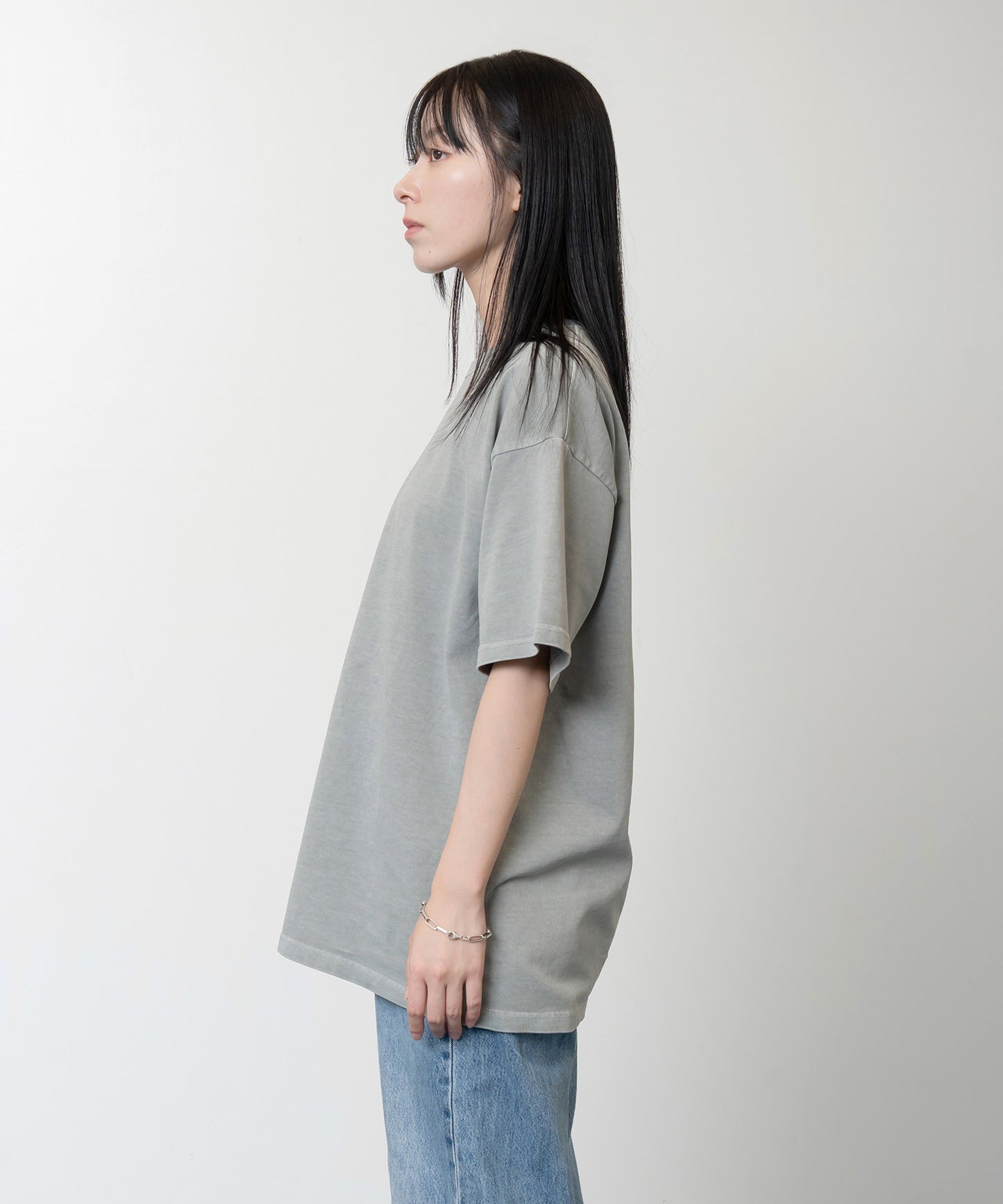Heavy Crewneck Pigment Dye T-Shirt / GRAY