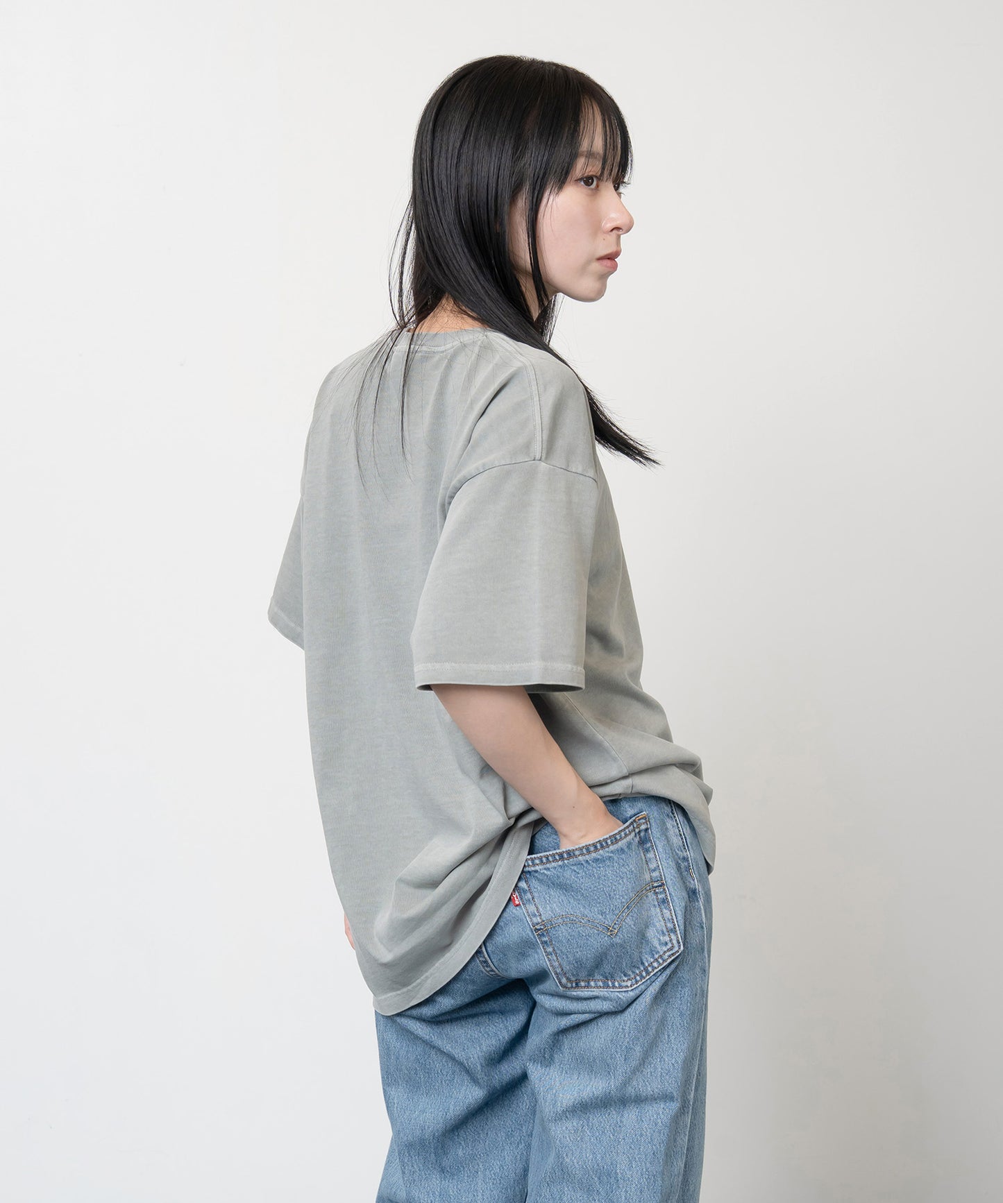 Heavy Crewneck Pigment Dye T-Shirt / GRAY