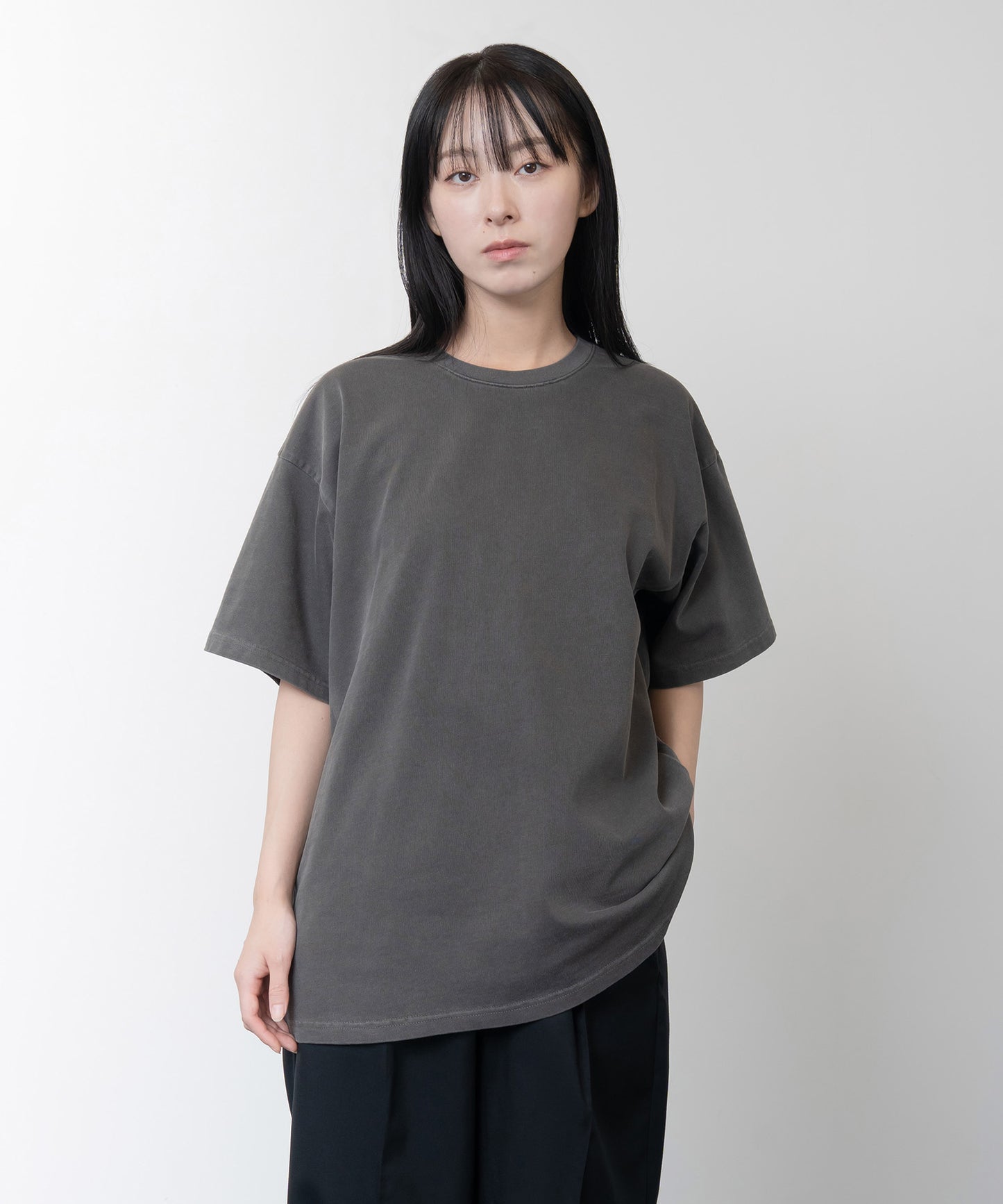 Heavy Crewneck Pigment Dye T-Shirt / BLACK