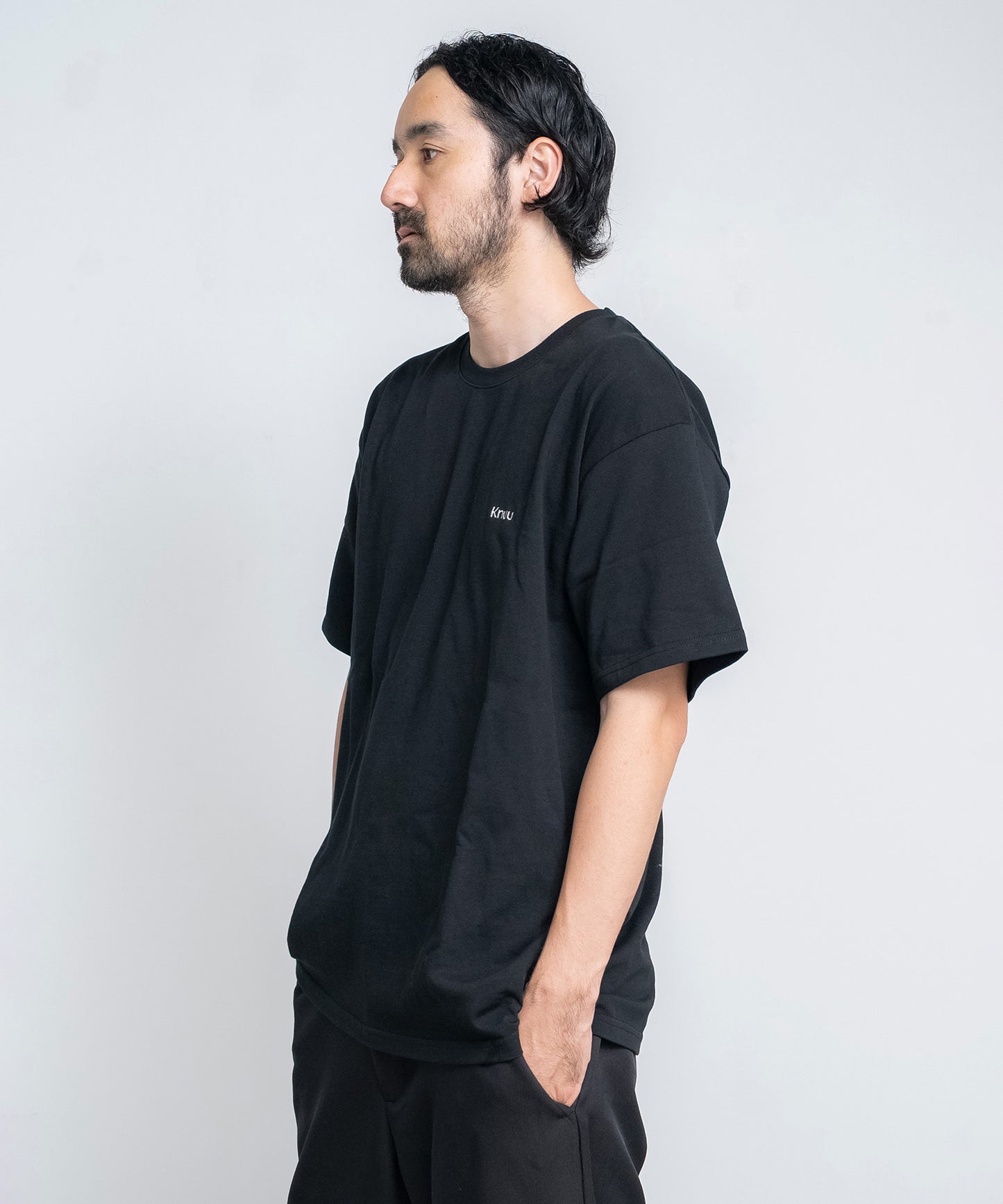 Small Logo Heavy Crewneck T-Shirt / BLACK