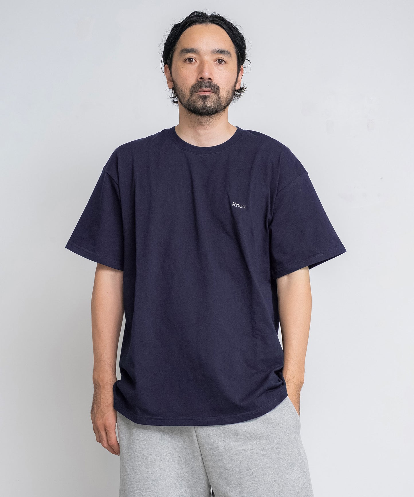 Small Logo Heavy Crewneck T-Shirt / NAVY