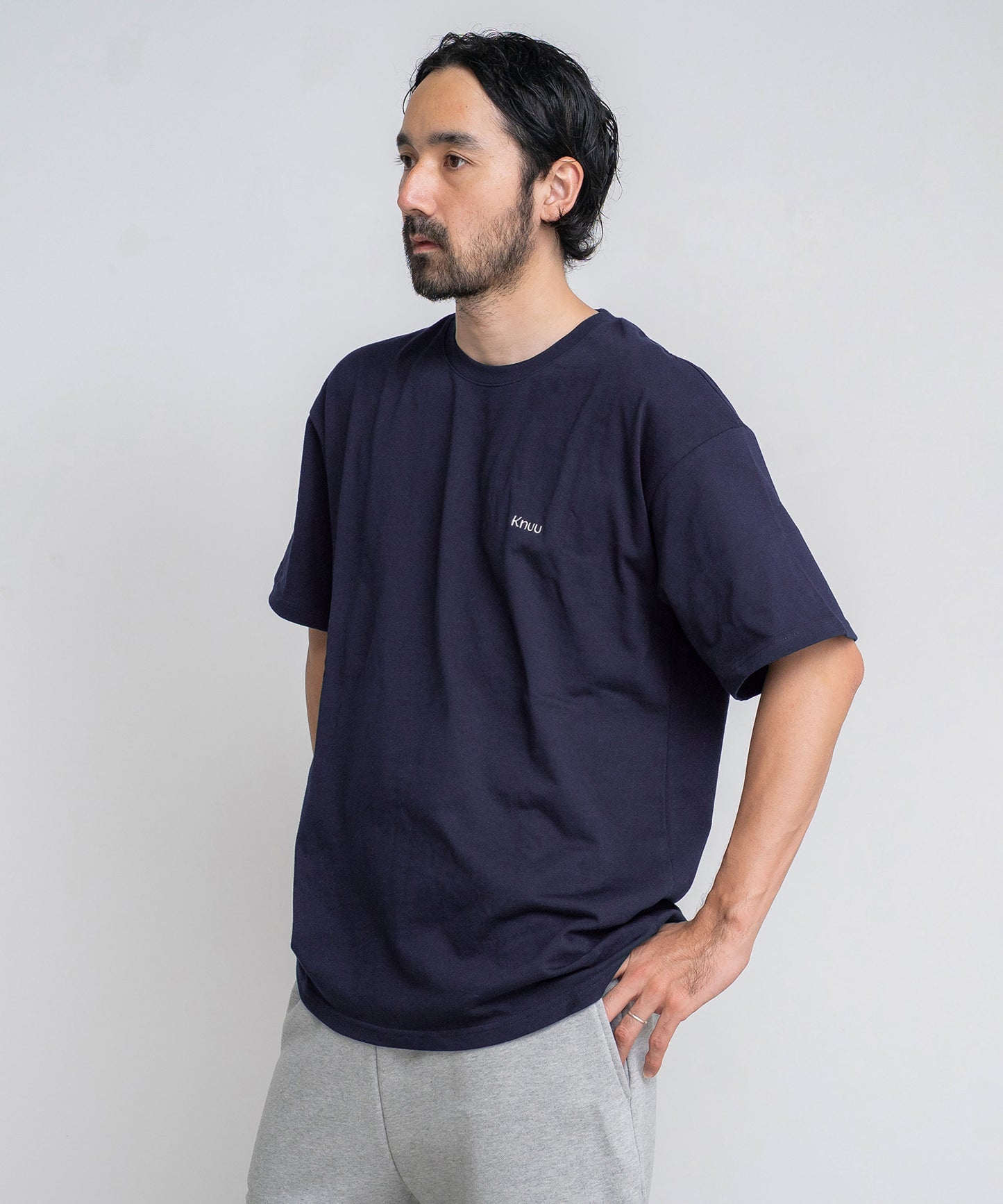 Small Logo Heavy Crewneck T-Shirt / NAVY