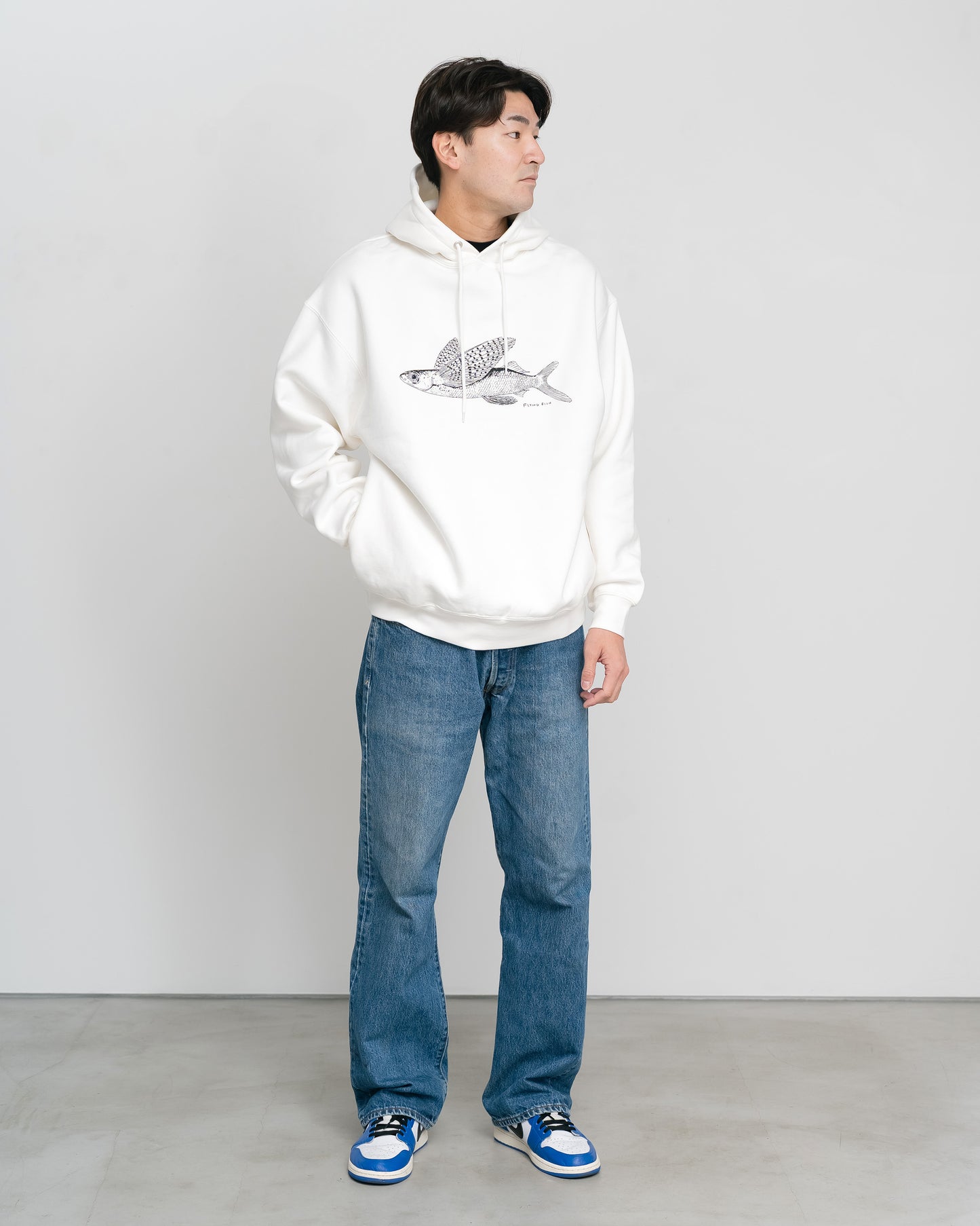 Flying Fish Hooded Sweatshirt / WHITE