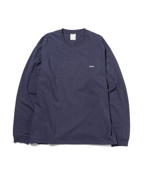 Small Logo Heavy Crewneck Long Sleeve T-Shirt / NAVY - NAVY
