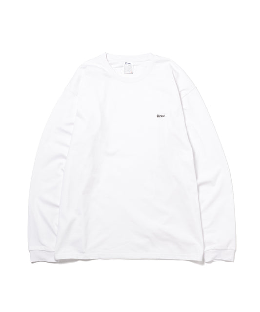 Small Logo Heavy Crewneck Long Sleeve T-Shirt / WHITE