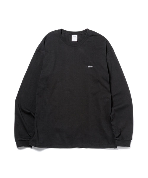 Small Logo Heavy Crewneck Long Sleeve T-Shirt / BLACK - BLACK