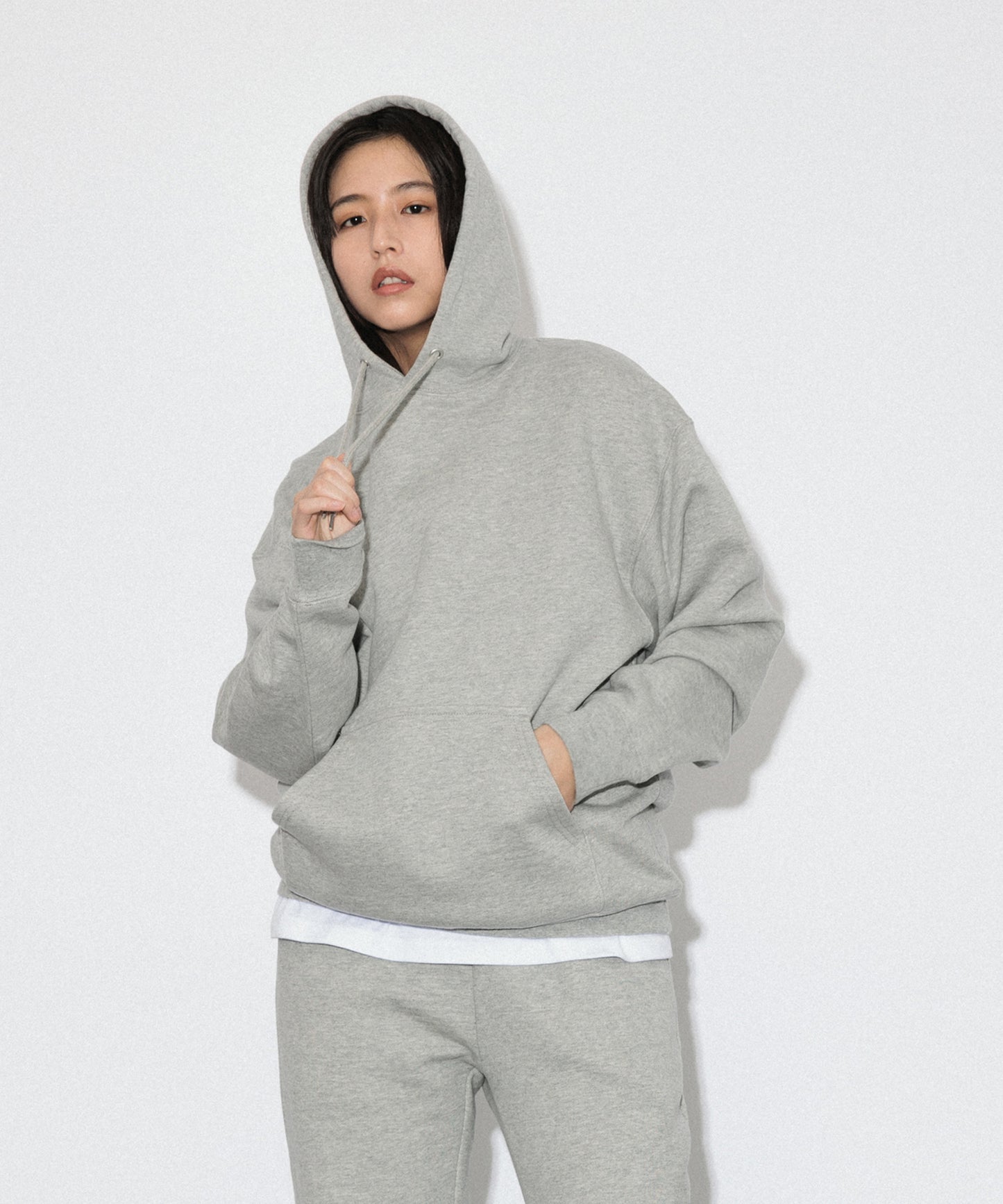 Heavy Hooded Sweatshirt / HEATHER GRAY