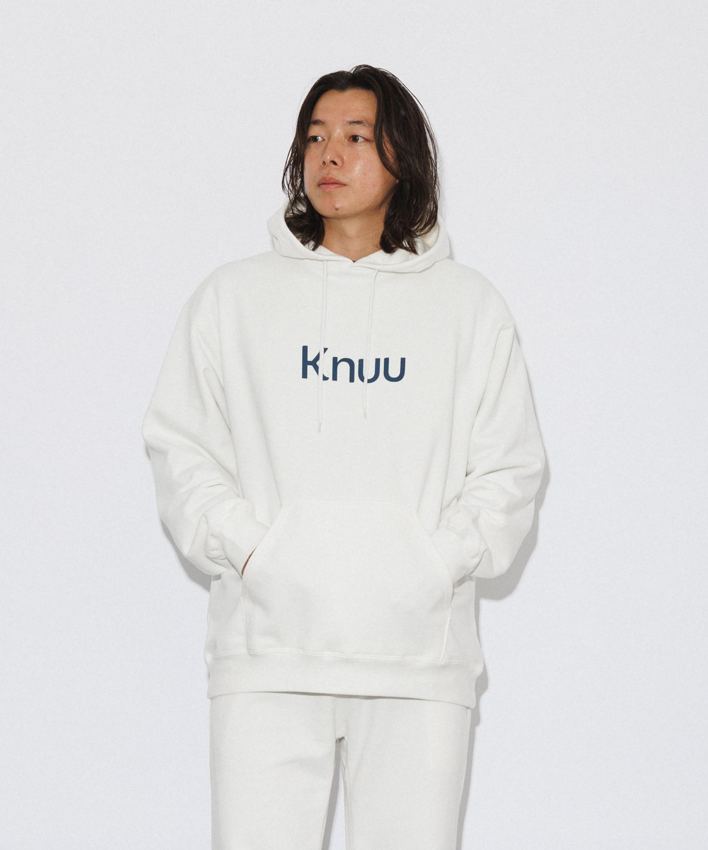 Logo Heavy Hooded Sweatshirt / WHITE