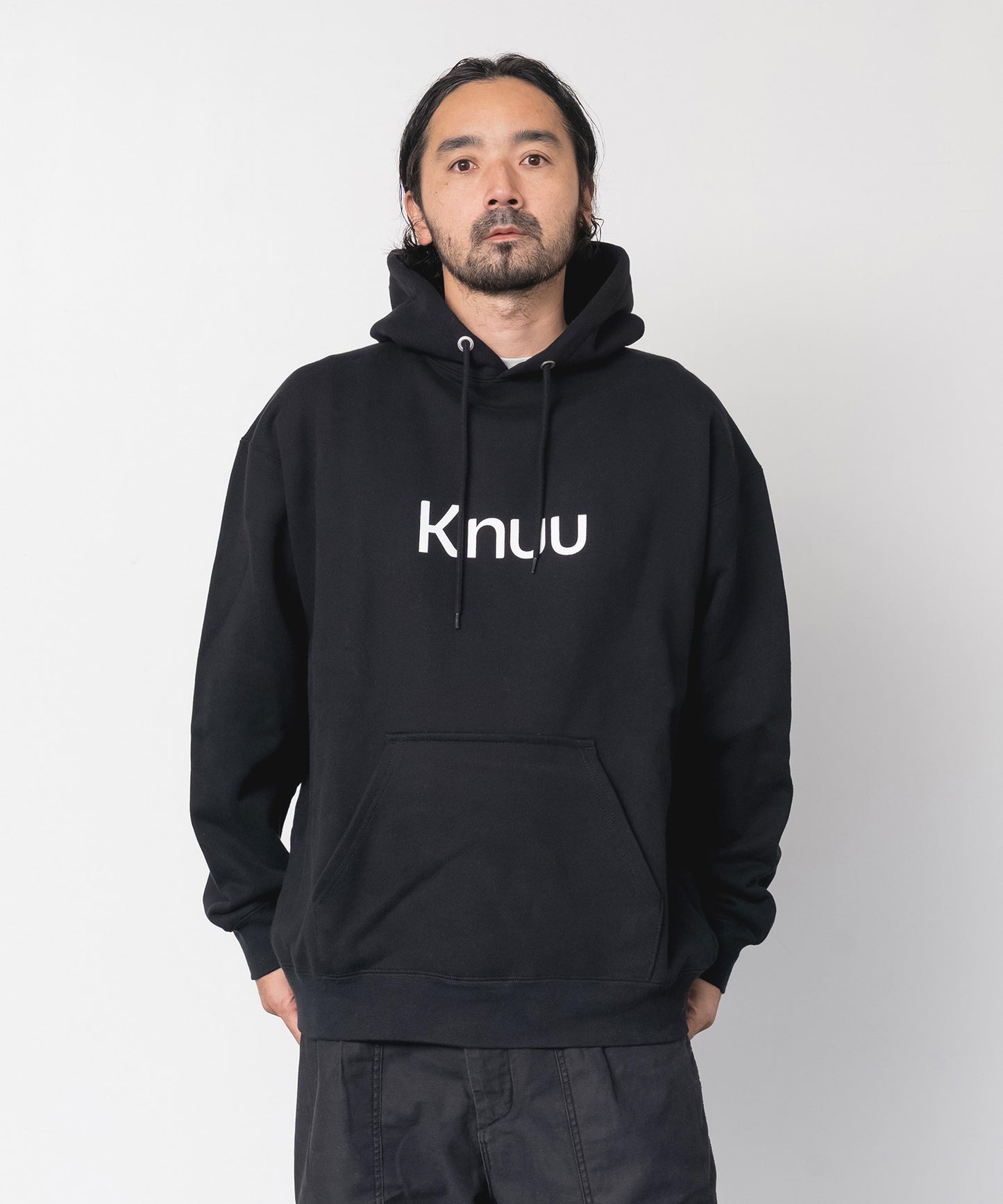 Logo Heavy Hooded Sweatshirt / BLACK