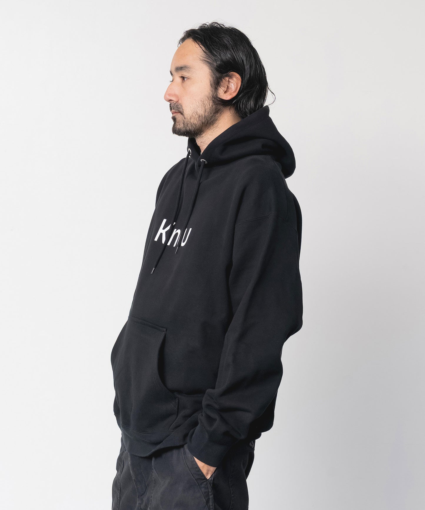 Logo Heavy Hooded Sweatshirt / BLACK