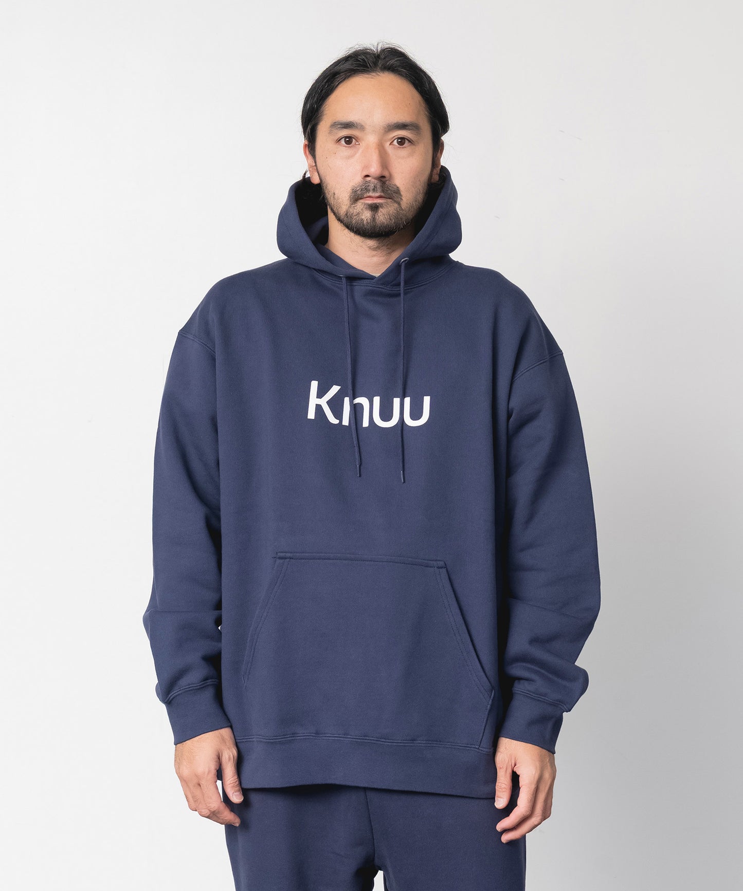 Logo Heavy Hooded Sweatshirt / NAVY