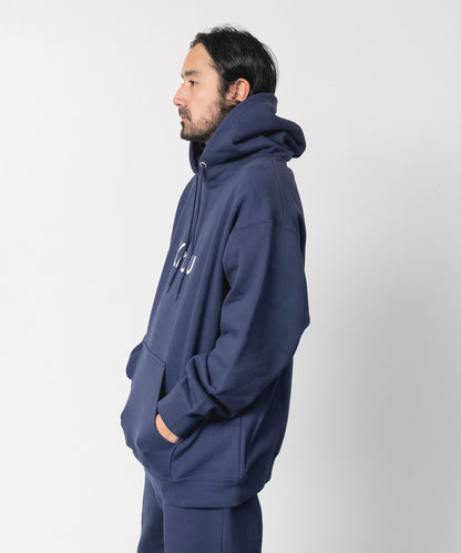 Logo Heavy Hooded Sweatshirt / NAVY