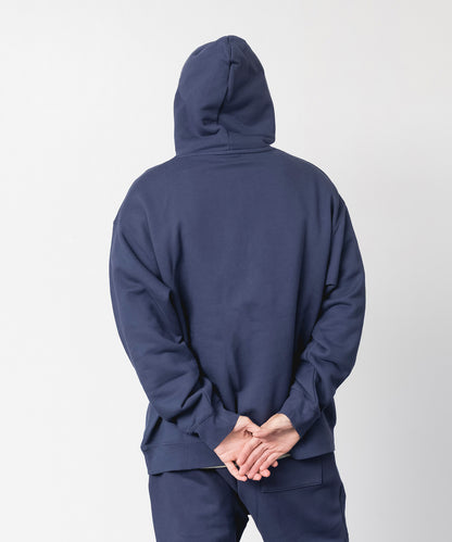 Logo Heavy Hooded Sweatshirt / NAVY