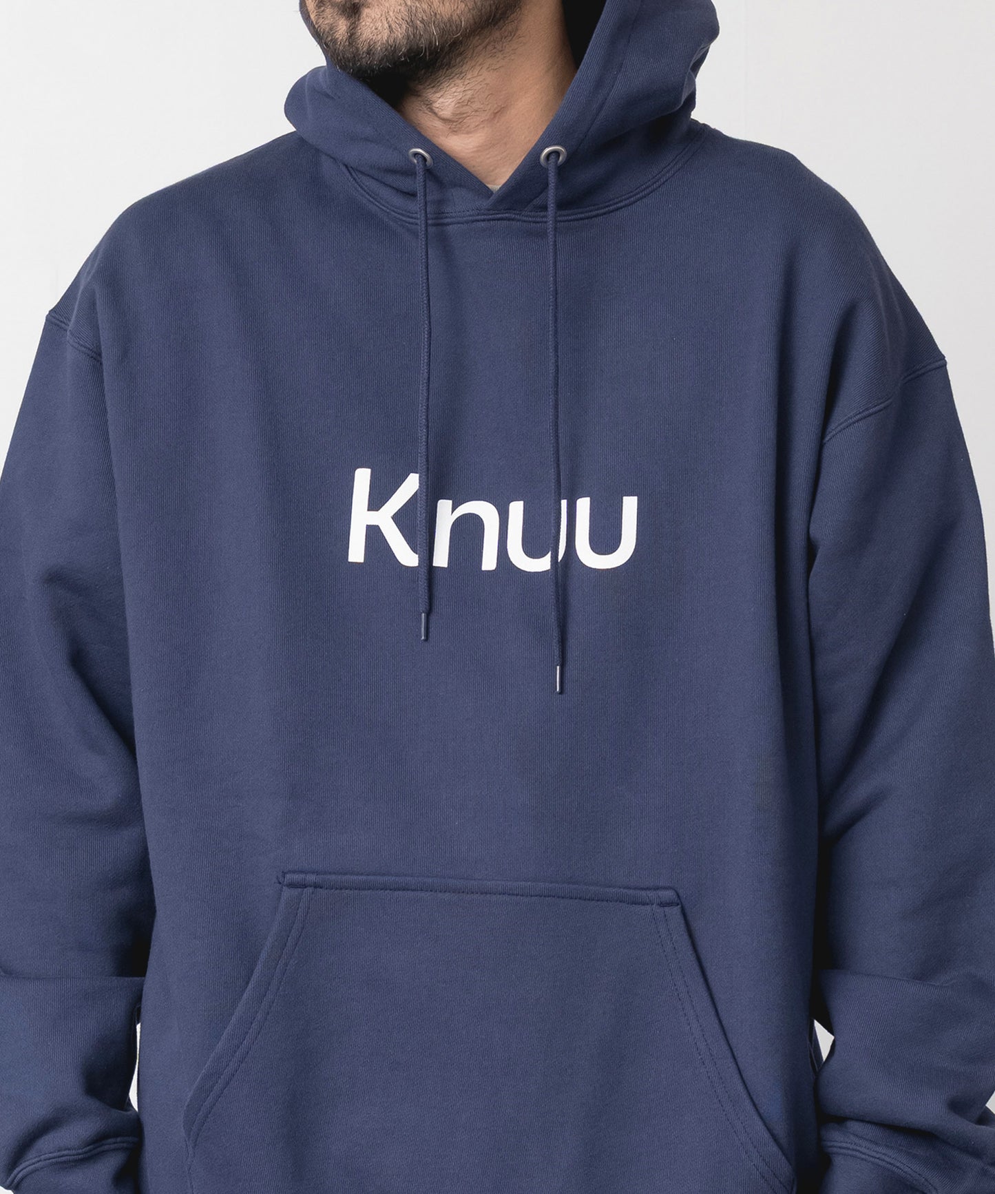 Logo Heavy Hooded Sweatshirt / NAVY