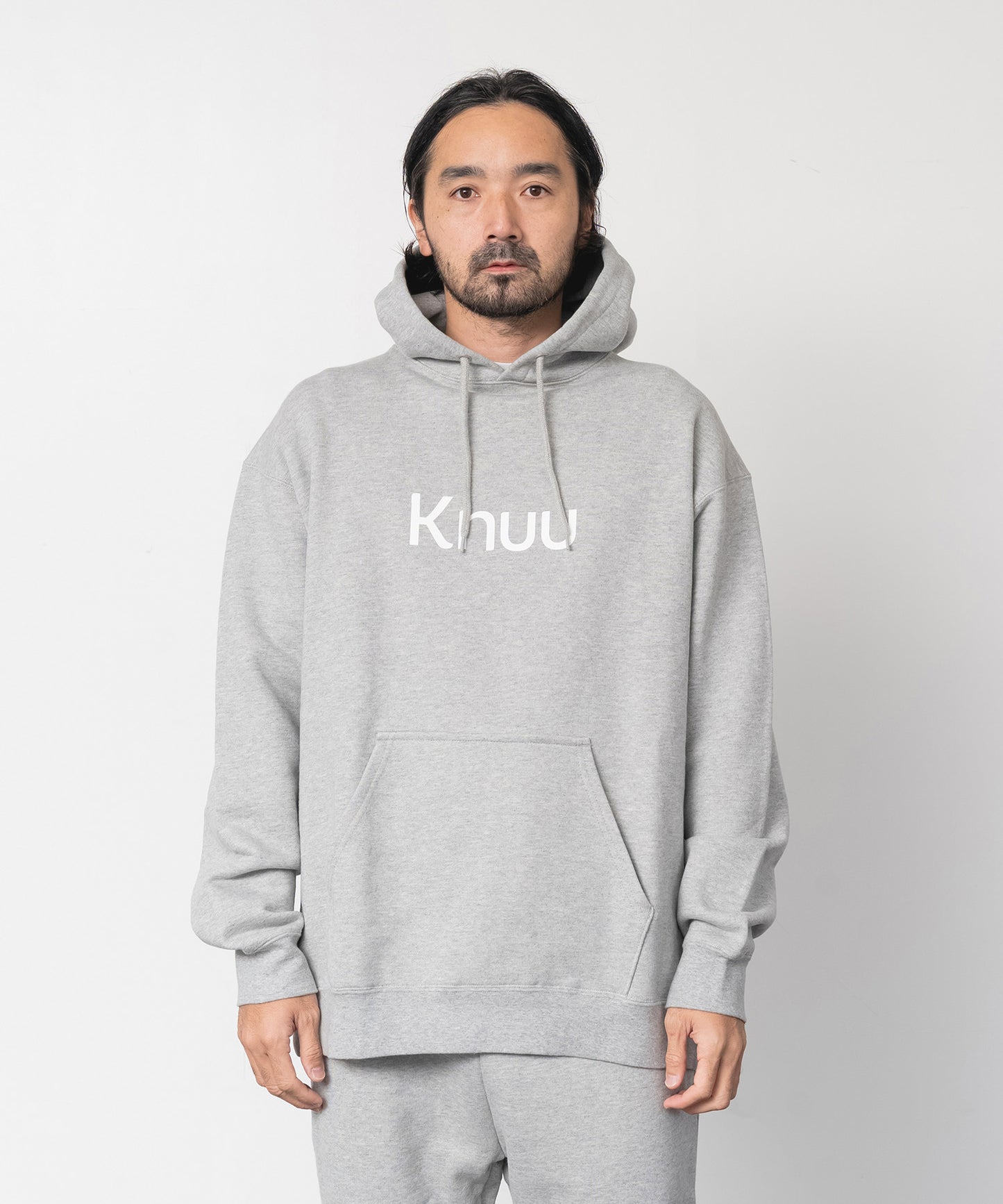 Logo Heavy Hooded Sweatshirt / HEATHER GRAY