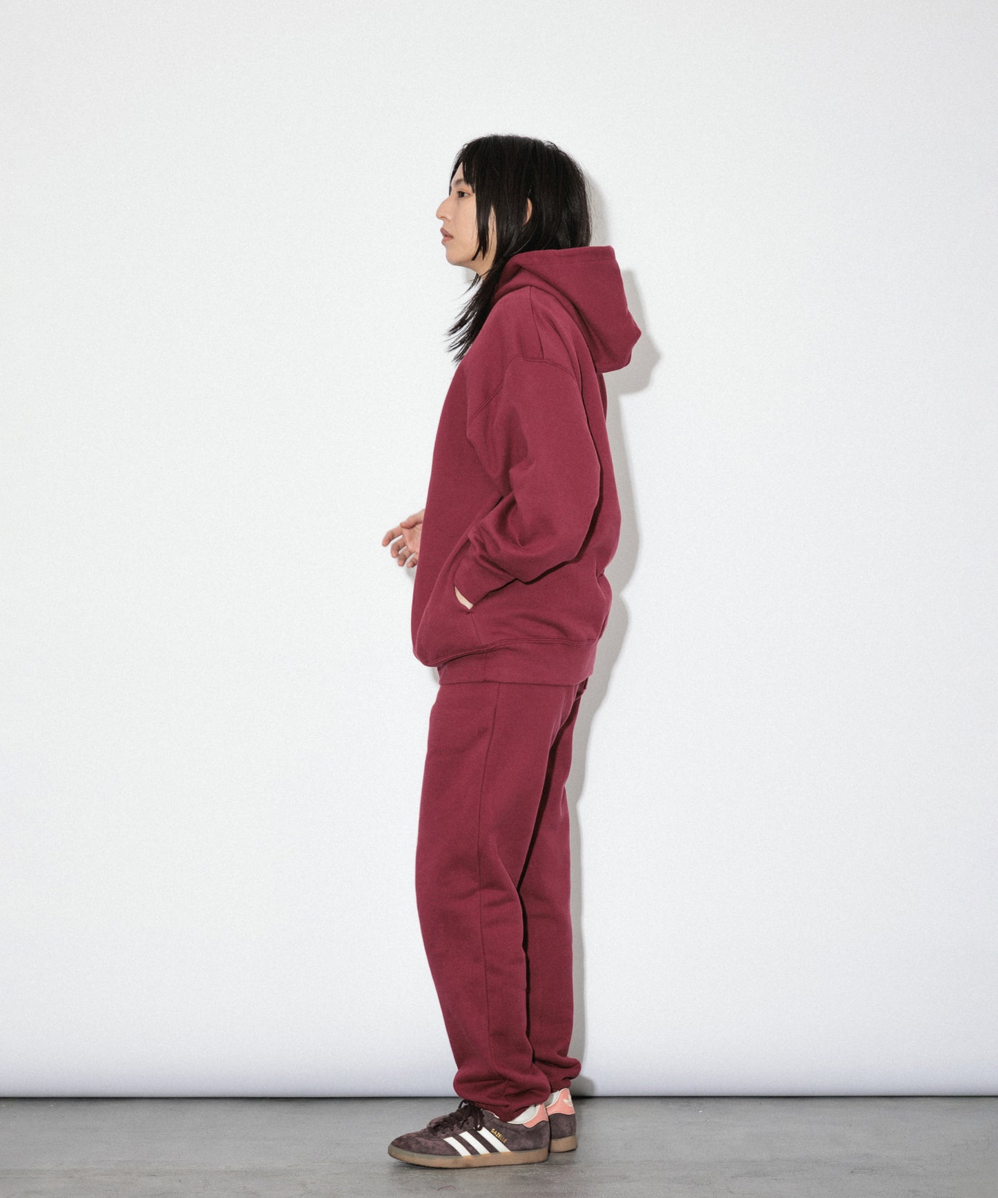 Heavy Hooded Sweatshirt - Seam Pocket / MAROON