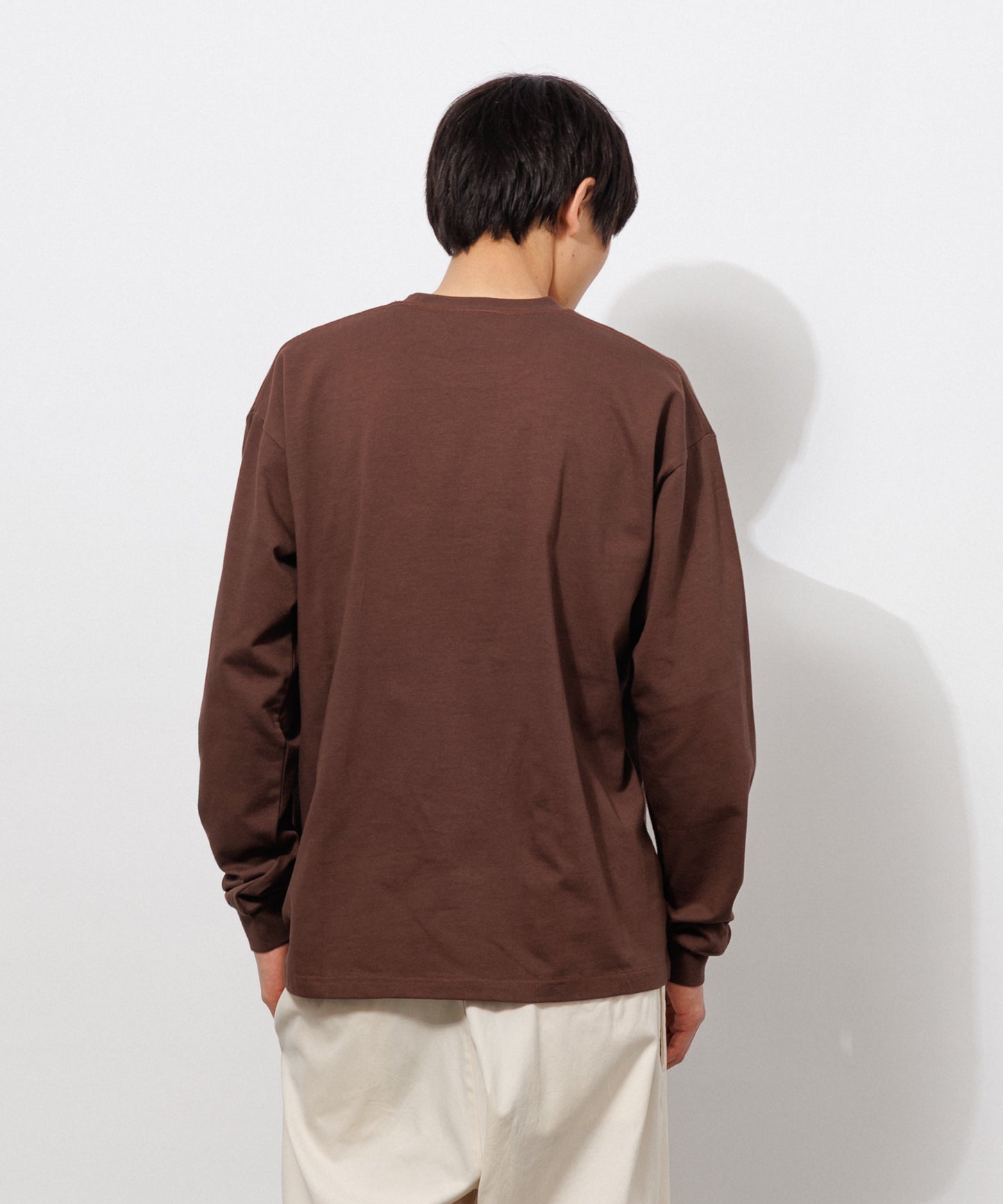 Heavy Crewneck Long Sleeve T-Shirt / BROWN
