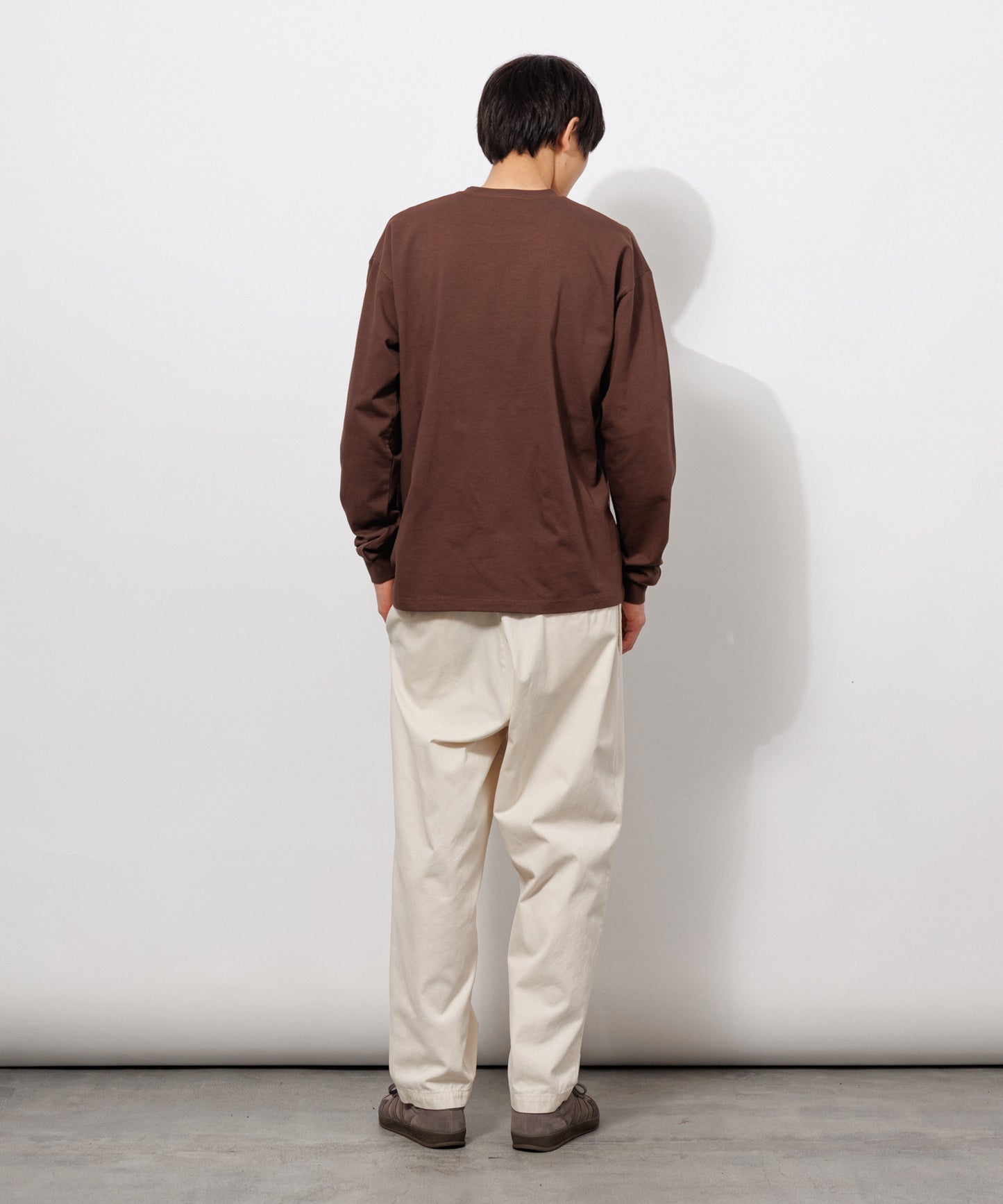 Heavy Crewneck Long Sleeve T-Shirt / BROWN