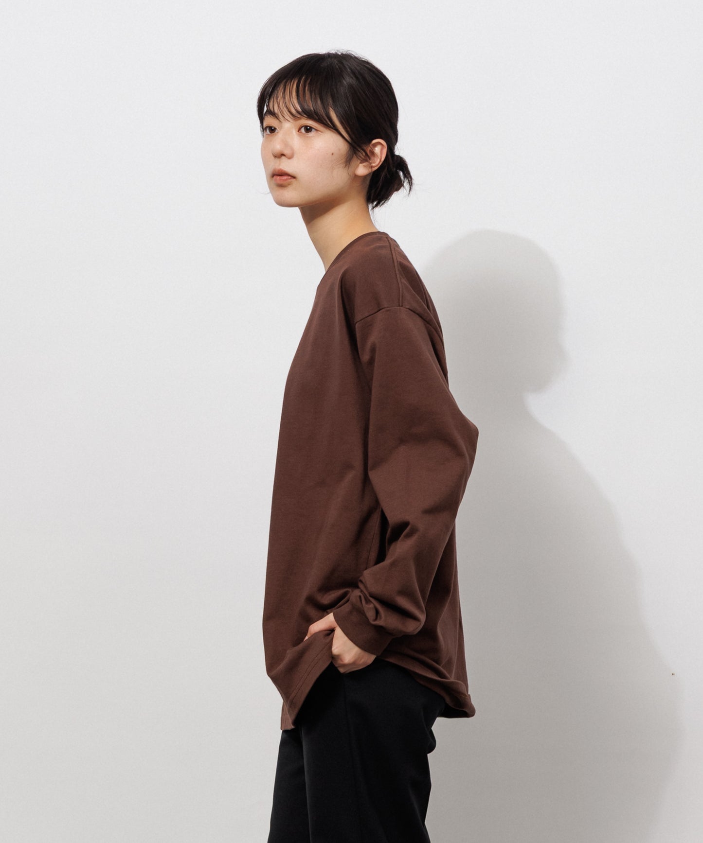 Heavy Crewneck Long Sleeve T-Shirt / BROWN