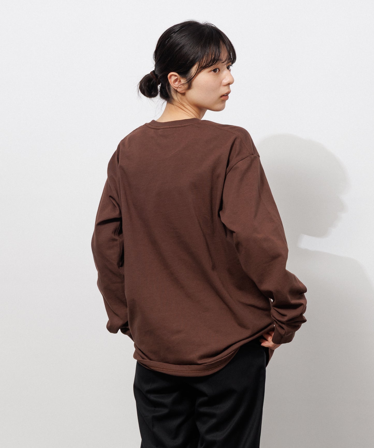 Heavy Crewneck Long Sleeve T-Shirt / BROWN