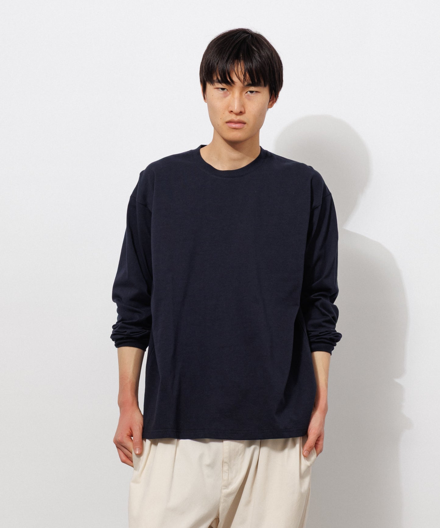 Heavy Crewneck Long Sleeve T-Shirt / DARK NAVY