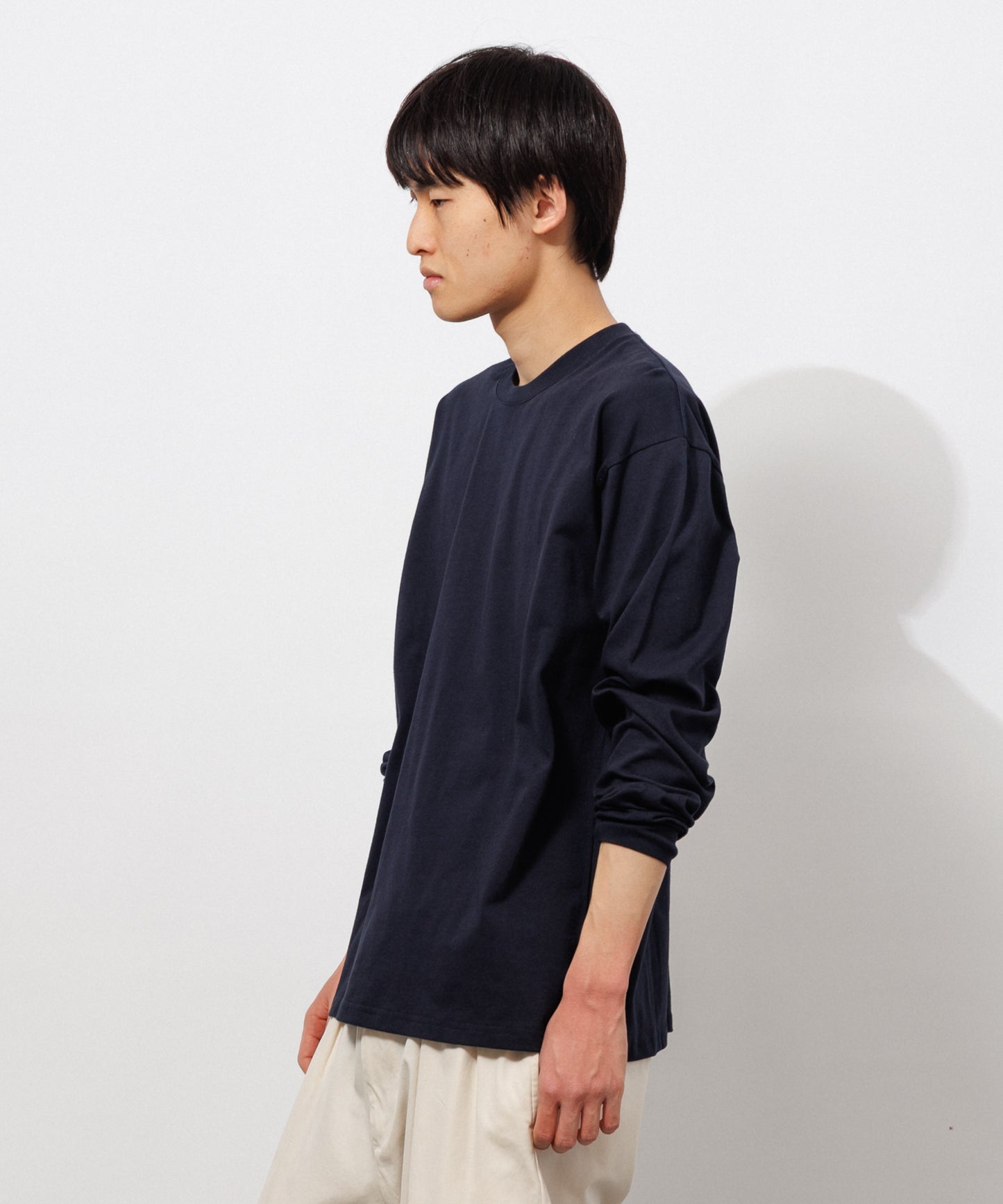 Heavy Crewneck Long Sleeve T-Shirt / DARK NAVY
