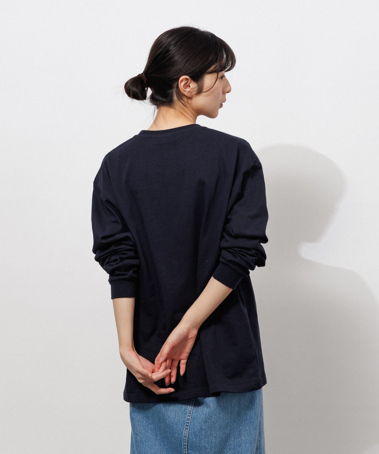 Heavy Crewneck Long Sleeve T-Shirt / DARK NAVY