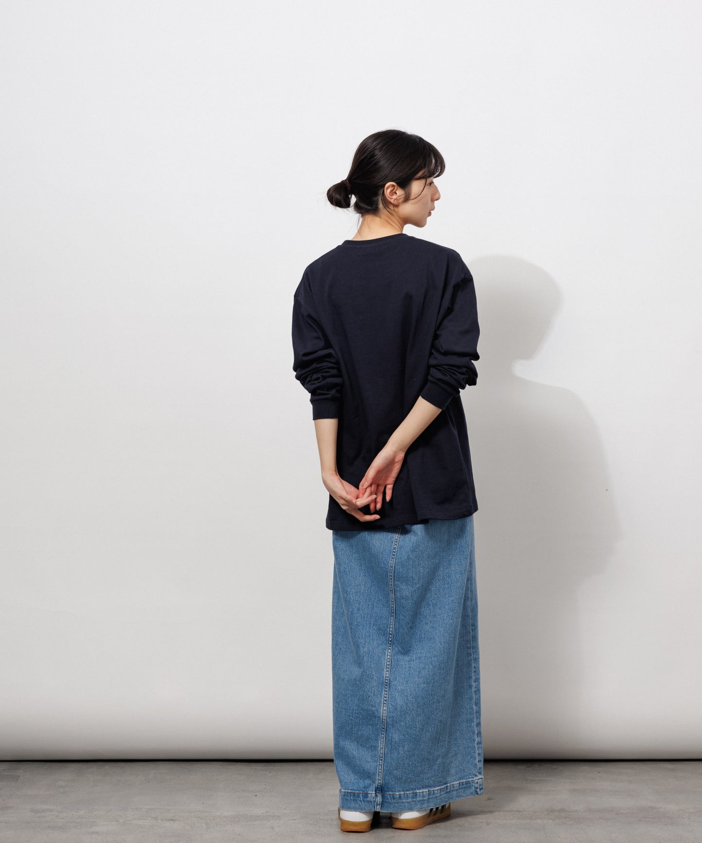 Heavy Crewneck Long Sleeve T-Shirt / DARK NAVY