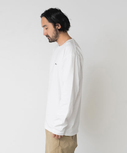 Small Logo Heavy Crewneck Long Sleeve T-Shirt / WHITE