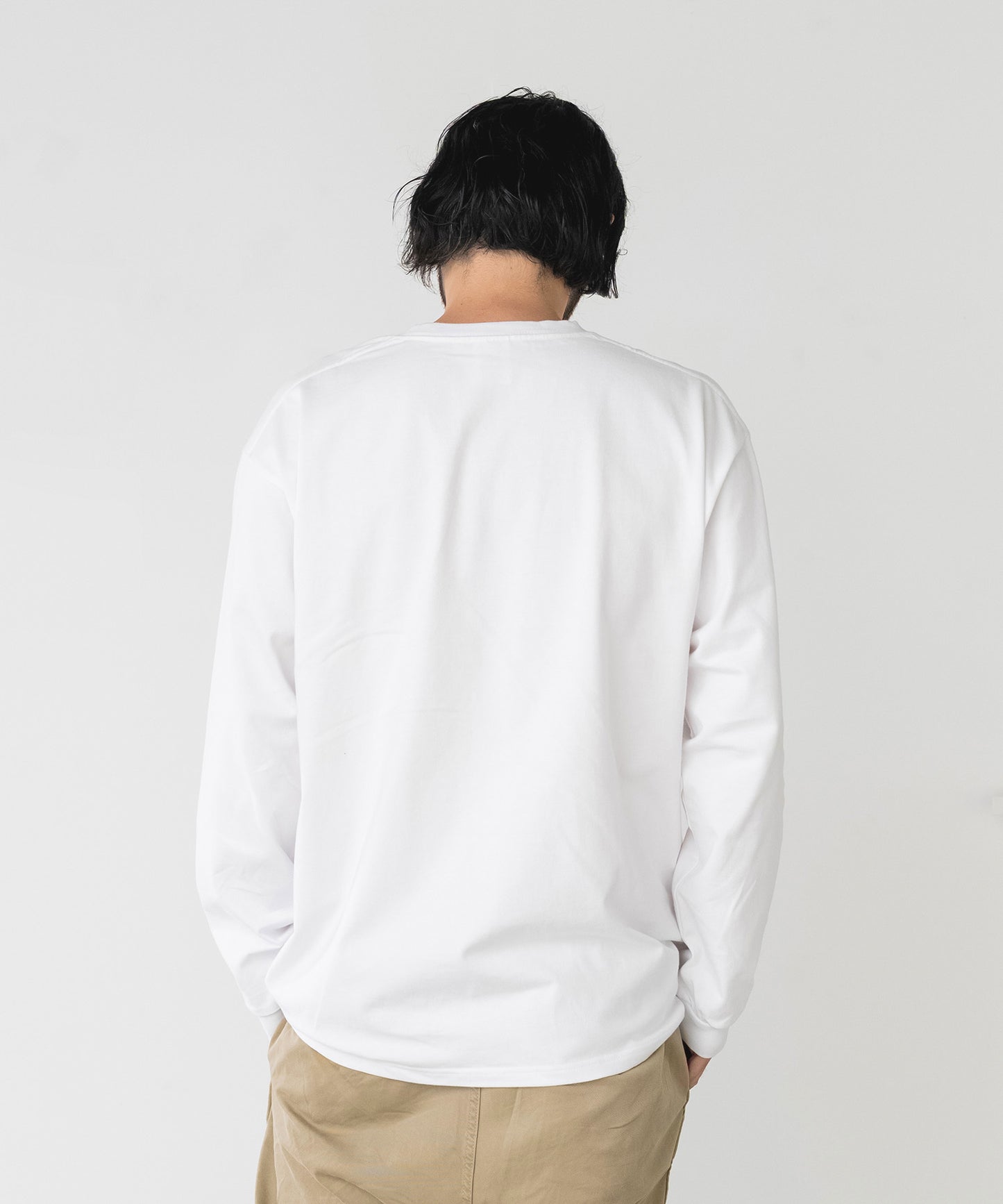 Small Logo Heavy Crewneck Long Sleeve T-Shirt / WHITE