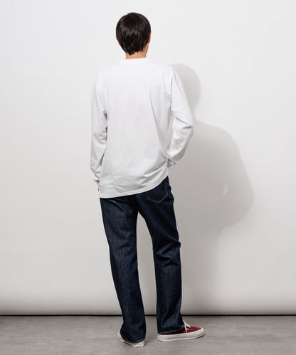Small Logo Heavy Crewneck Long Sleeve T-Shirt / WHITE
