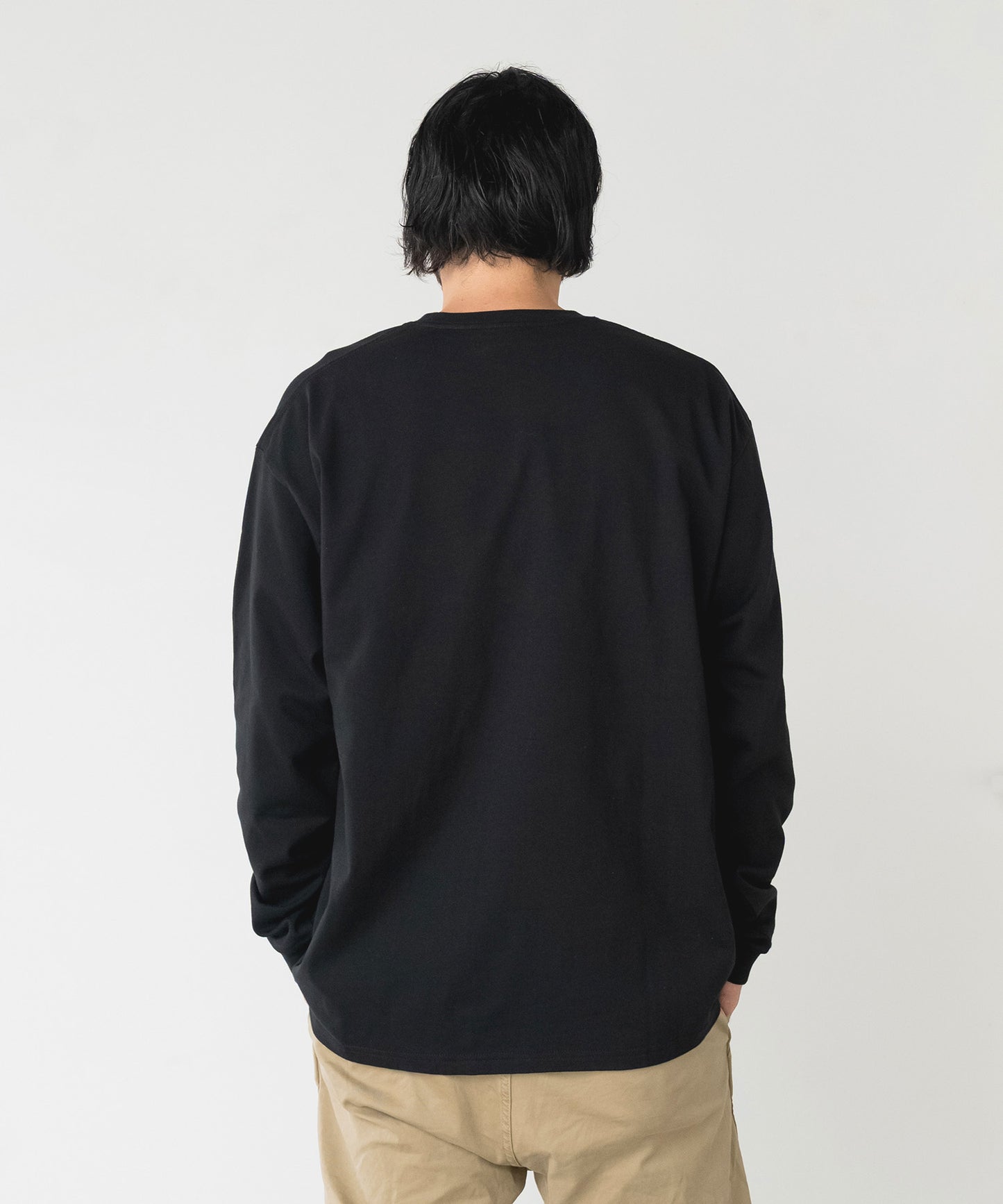 Small Logo Heavy Crewneck Long Sleeve T-Shirt / BLACK
