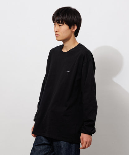 Small Logo Heavy Crewneck Long Sleeve T-Shirt / BLACK