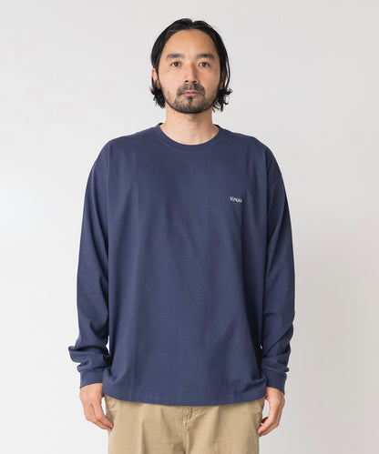Small Logo Heavy Crewneck Long Sleeve T-Shirt / NAVY