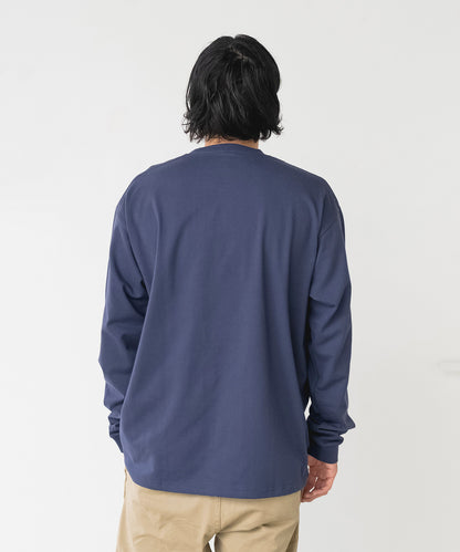 Small Logo Heavy Crewneck Long Sleeve T-Shirt / NAVY