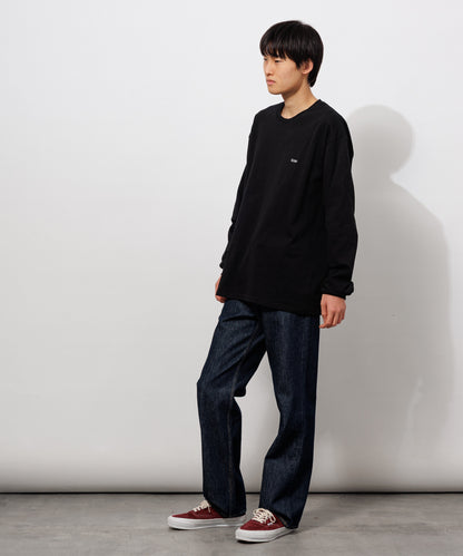 Small Logo Heavy Crewneck Long Sleeve T-Shirt / BLACK