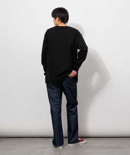 Small Logo Heavy Crewneck Long Sleeve T-Shirt / BLACK