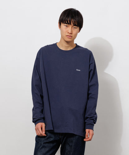 Small Logo Heavy Crewneck Long Sleeve T-Shirt / NAVY