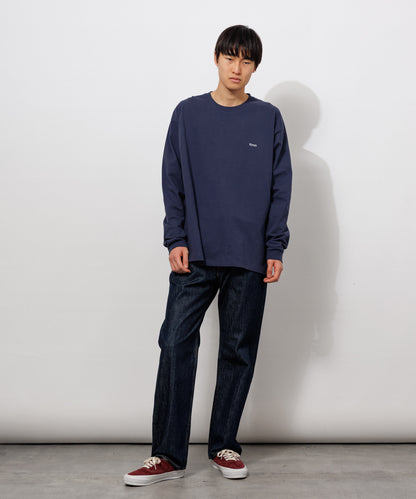 Small Logo Heavy Crewneck Long Sleeve T-Shirt / NAVY
