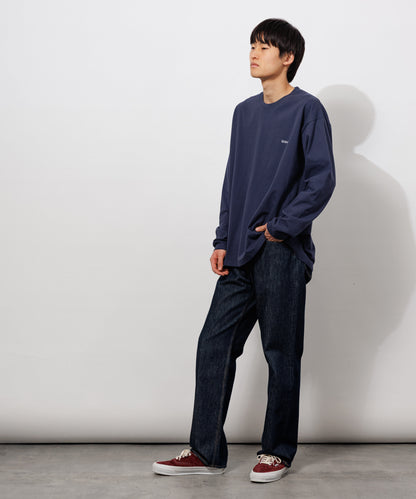 Small Logo Heavy Crewneck Long Sleeve T-Shirt / NAVY