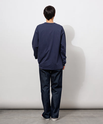 Small Logo Heavy Crewneck Long Sleeve T-Shirt / NAVY