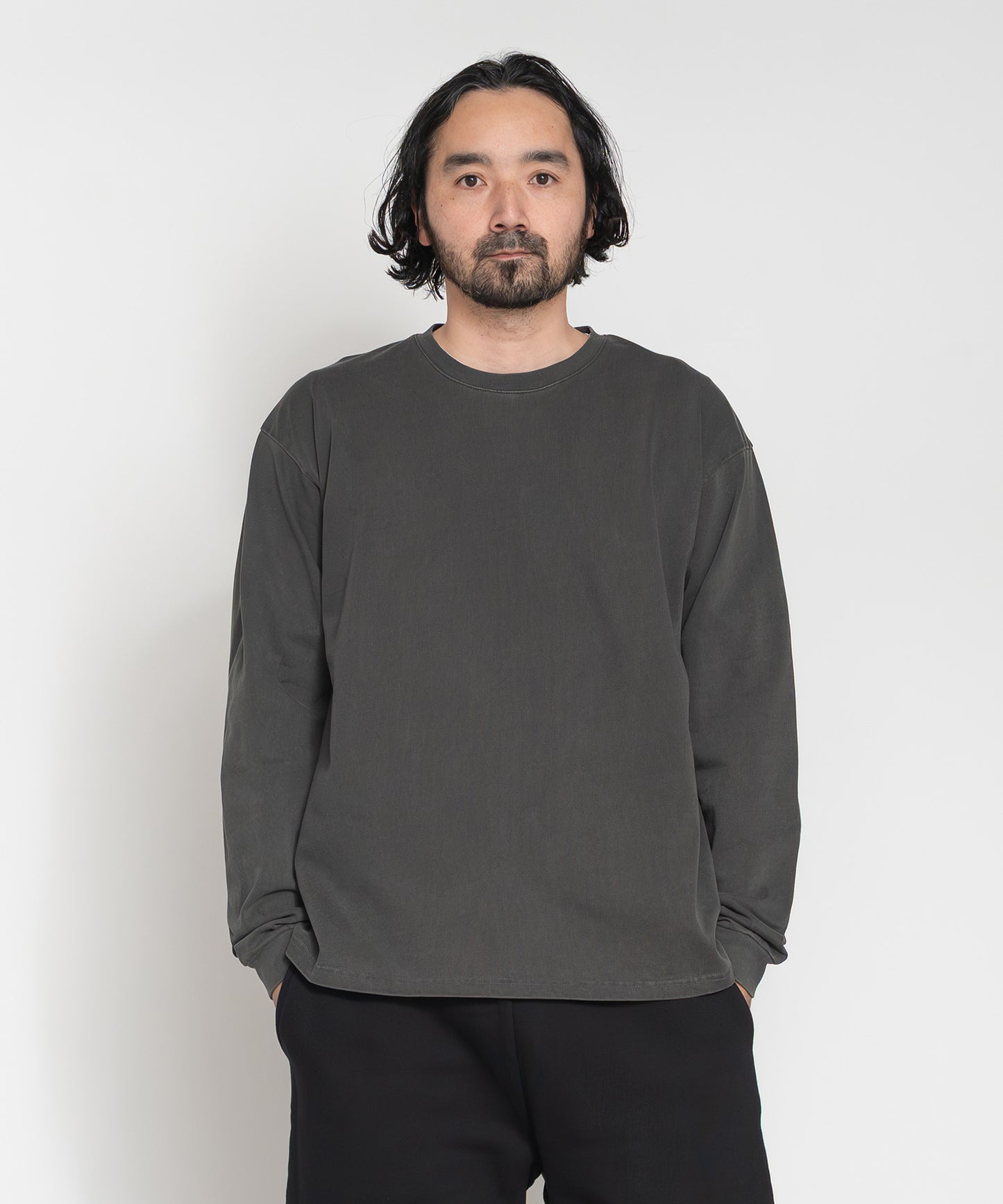 Heavy Pigment Dye Long Sleeve T-Shirt / BLACK