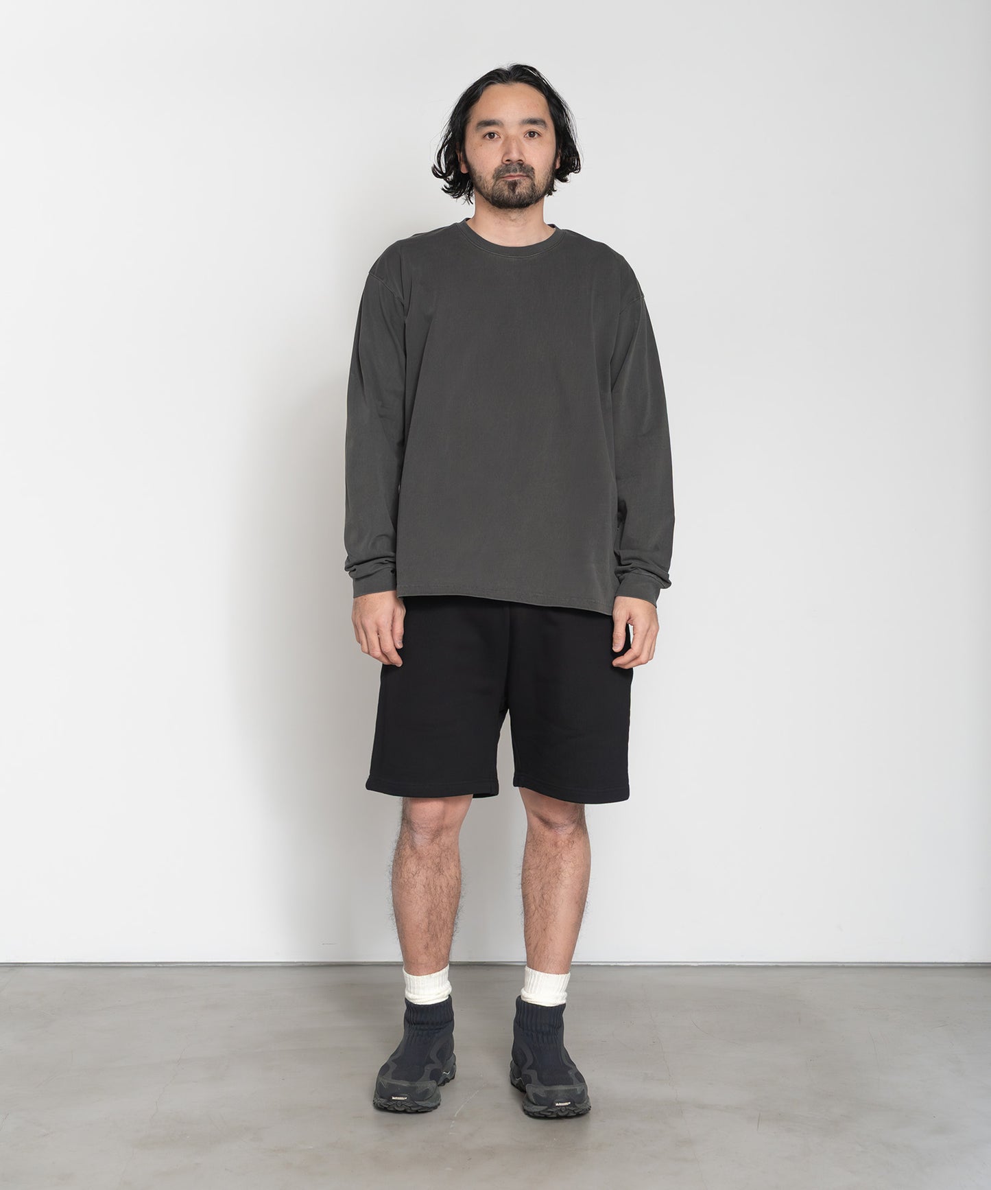 Heavy Pigment Dye Long Sleeve T-Shirt / BLACK