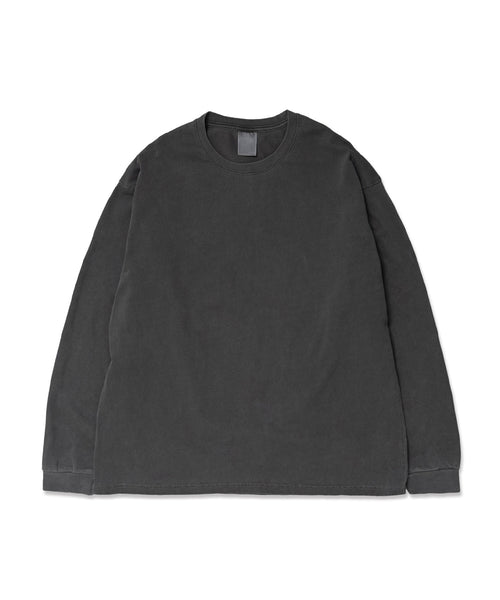 Heavy Pigment Dye Long Sleeve T-Shirt / BLACK - BLACK
