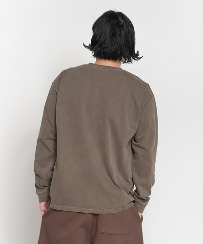 Heavy Pigment Dye Long Sleeve T-Shirt / BROWN