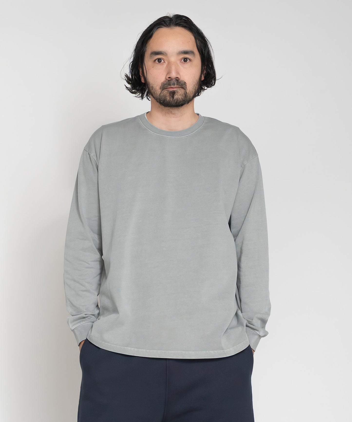Heavy Pigment Dye Long Sleeve T-Shirt / GRAY