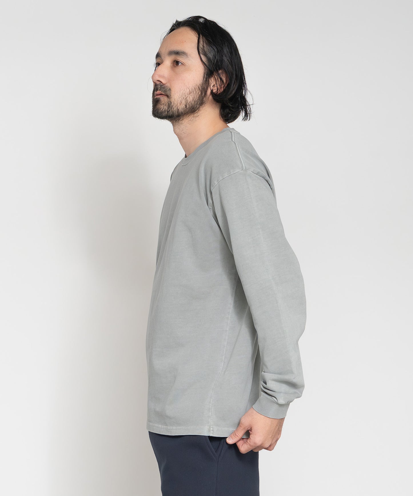 Heavy Pigment Dye Long Sleeve T-Shirt / GRAY