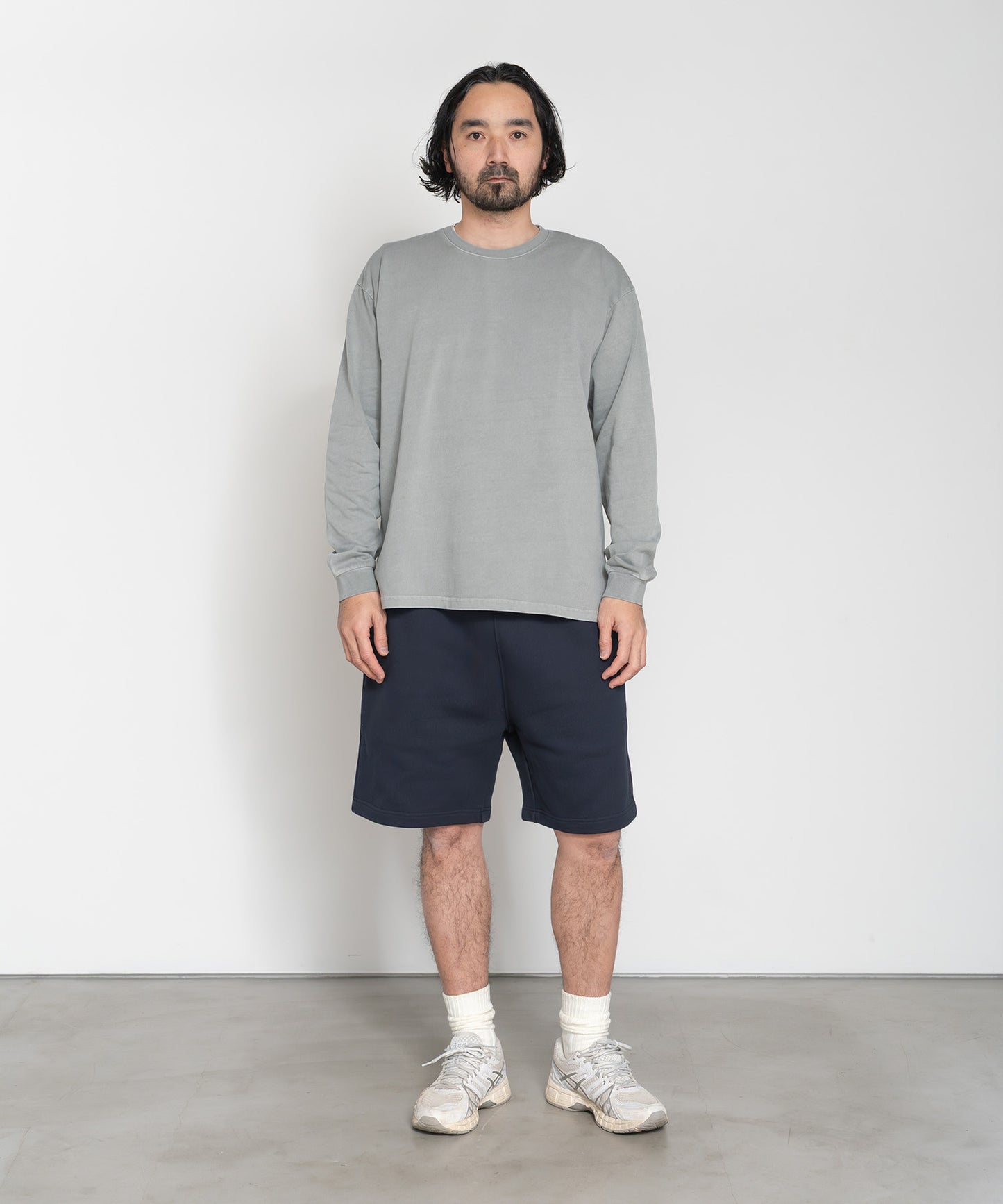 Heavy Pigment Dye Long Sleeve T-Shirt / GRAY