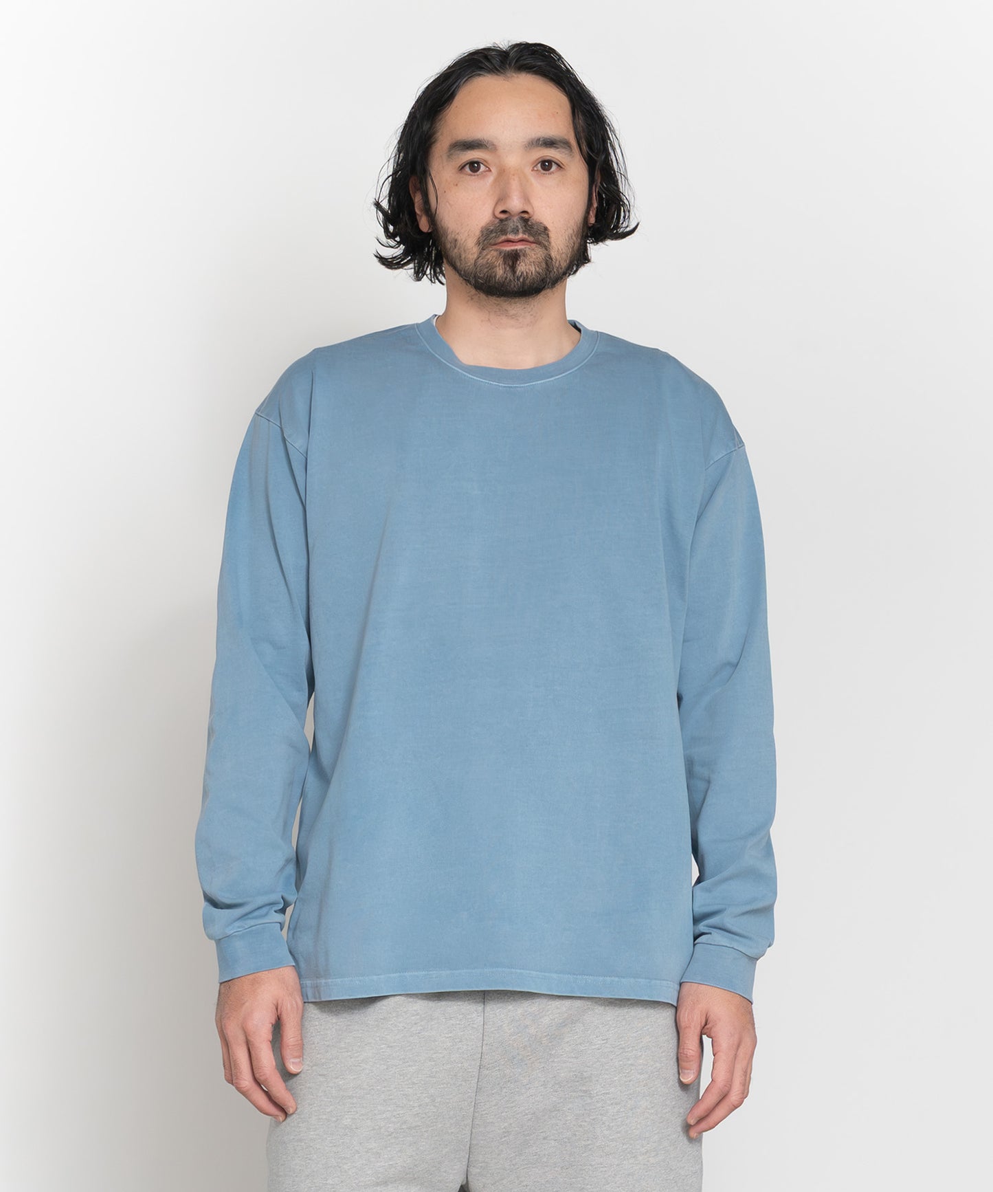 Heavy Pigment Dye Long Sleeve T-Shirt / LIGHT BLUE