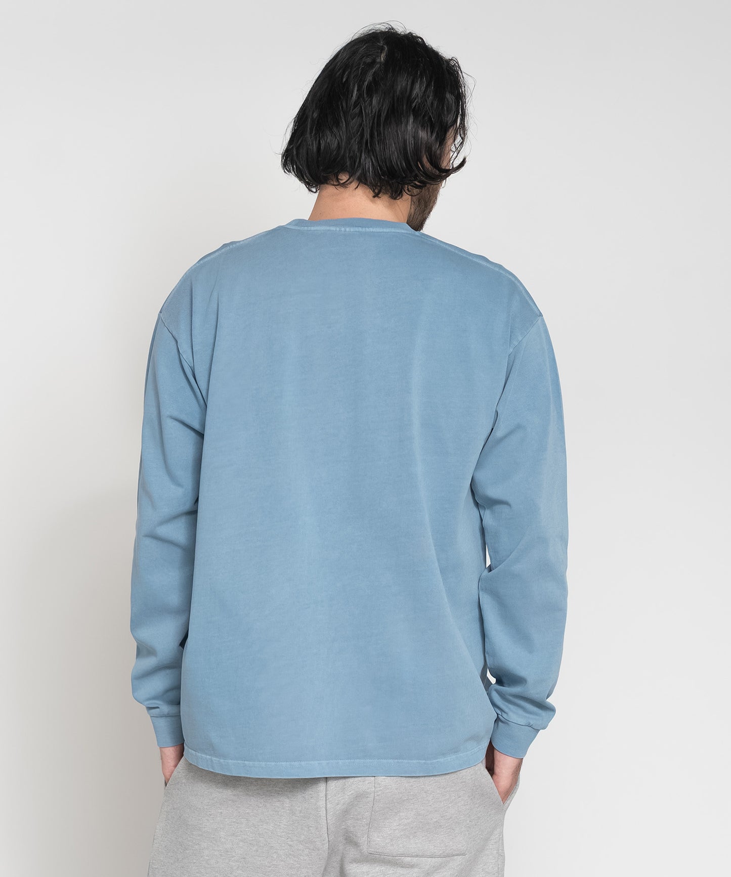 Heavy Pigment Dye Long Sleeve T-Shirt / LIGHT BLUE